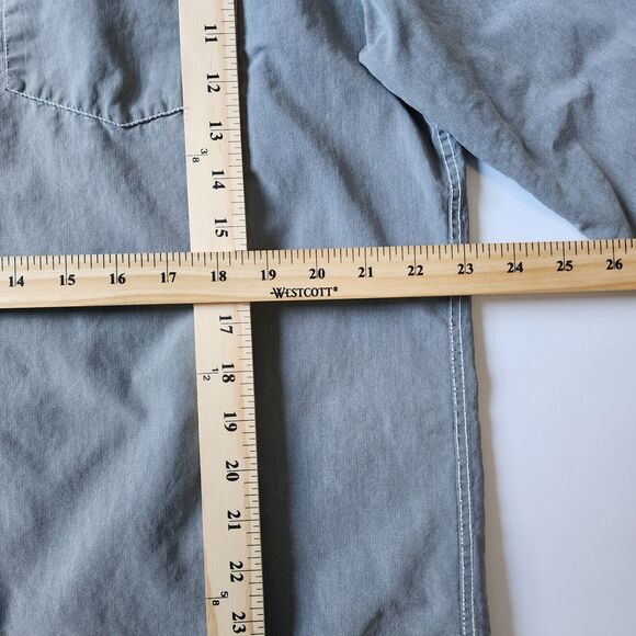 32 Bar Blues Shirt Mens L Gray Button Up Elbow Patches Casual Grunge Long Sleeve - Picture 10 of 14